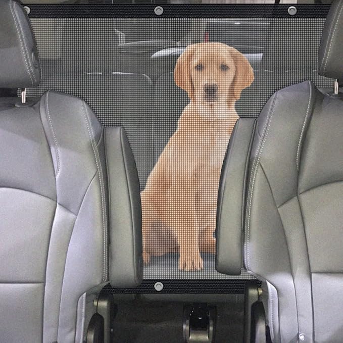 VaygWay Dog Car Travel Net Barrier for Pets - Premium Quality Safety Back Seat Mesh Net Barrier for Pets- Car Divider Net with Adjusting Rope and Hook- Perfect for Car SUV Pickup
