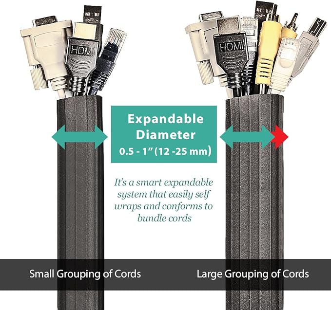 UT Wire 12-Feet Expandible Flexi Cable Wrap, Black
