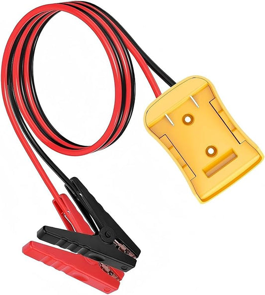 2FT Jumper Cables for Car with Adapter, Silicone Wire 8AWG Alligator Clip car Jumper Starter Jumper Cable, Used for Jumper Starting of car or Tool Batteries, Compatible with DE.Walt 20V Batteries.