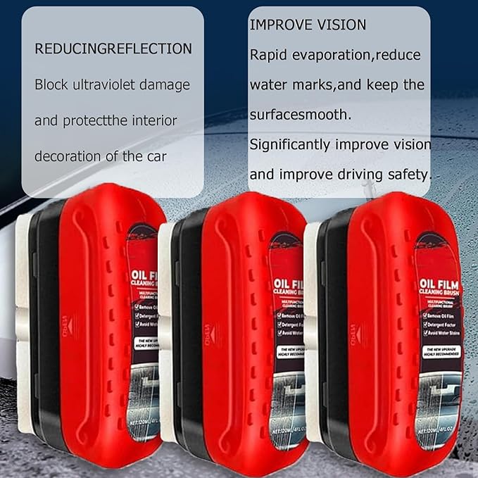 Clear Vision Windshield Cleaner Clearvision Glass Cleaner Clear Vision Glass Cleaner Automotive Oil Film Cleaning Brush Windshield Oil Film Remover Improving Windshield Clarity & Visibility