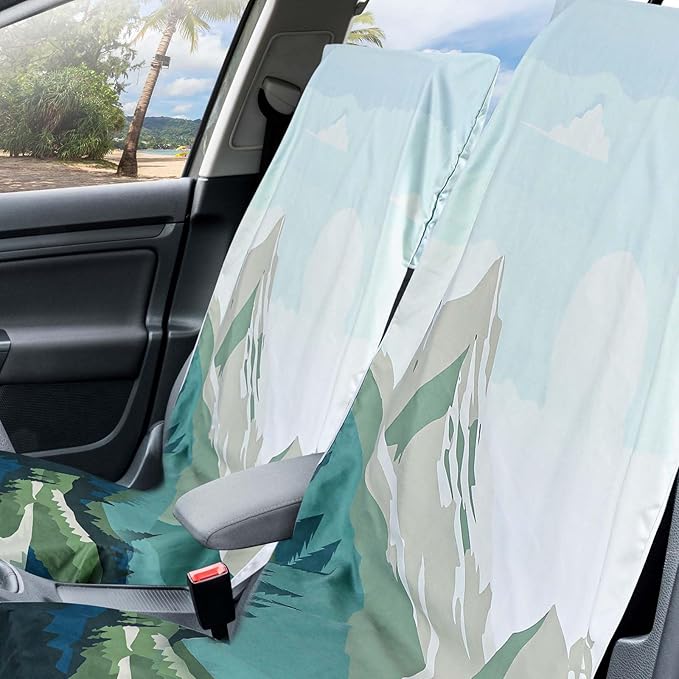 Hahafelt 2 Pack Car Seat Towel Covers with Storage Bag 63 x 32 Inch Athletic Running Towel Seat Washable Non Slip Sweat Towels Gift for Car Outdoor Sport Activities (Yosemite)
