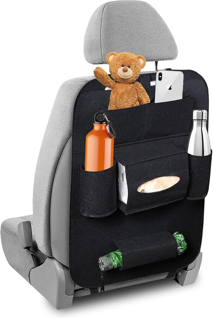 Backseat Car Organizer: Storage Solution with Tablet Holder for Kids, Travel Essentials & Road Trip Comfort”