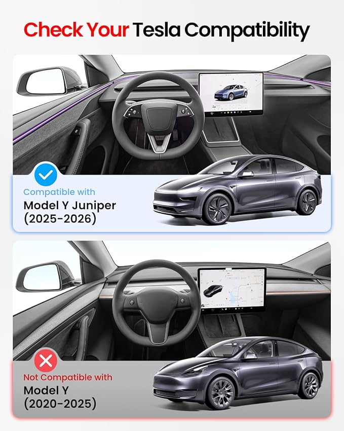 REEVAA Upgraded Tesla Model Y New (Juniper) Sunshade Roof [No Gaps, No-Sagging] Tesla Y Accessories Heat Insulation Foldable Glass Sunroof Cover for Model Y Juniper 2025-2026, 2PCS, Gray