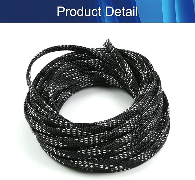 Aicosineg 32.81FT PET Braid Cable Sleeving Flexible Wire Mesh Sleeve Wire Braided Protective Sleeve 0.25inch Wrap Protector for Power Cord Protection Flame Retardant Cable Manage Silver