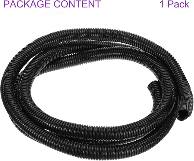 DMiotech 25ft Wire Loom Split Tubing 1 Inch(25.5 Mm) ID, Cord Protectors from Pet Flexible Conduit Cable Management for Office, Home, Garden, Black