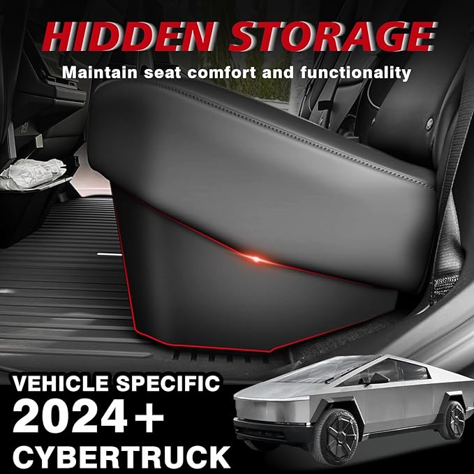 VaultsOnWheels Under Seat Storage Box Fit for 2026 2025 2024 Tesla Cybertruck Accessories, Console Organizer Truck Tool Box Custom Fit Detachable Underseat Organizer