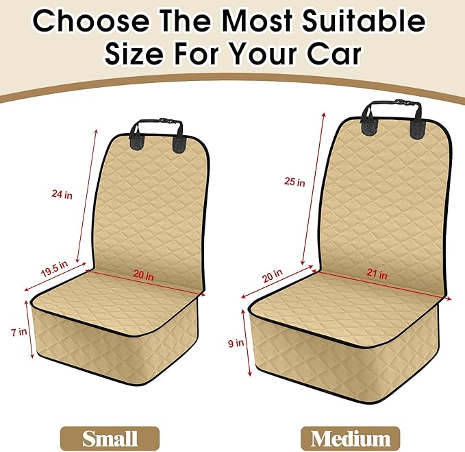 NECKORY 2 Pack Front Seat Dog Cover, Waterproof Dog Car Seat Cover for Dogs, Pet Car Seat Protector Nonslip Scratch-Proof Car Seat Covers for SUV, Trucks & Cars - S, Khaki/Black