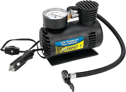 Performance Tool 60399 12V Compact Tire Inflator with LED Light and Auto Shut-Off, Portable Air Compressor for Cars, Trucks, SUVs and Bikes