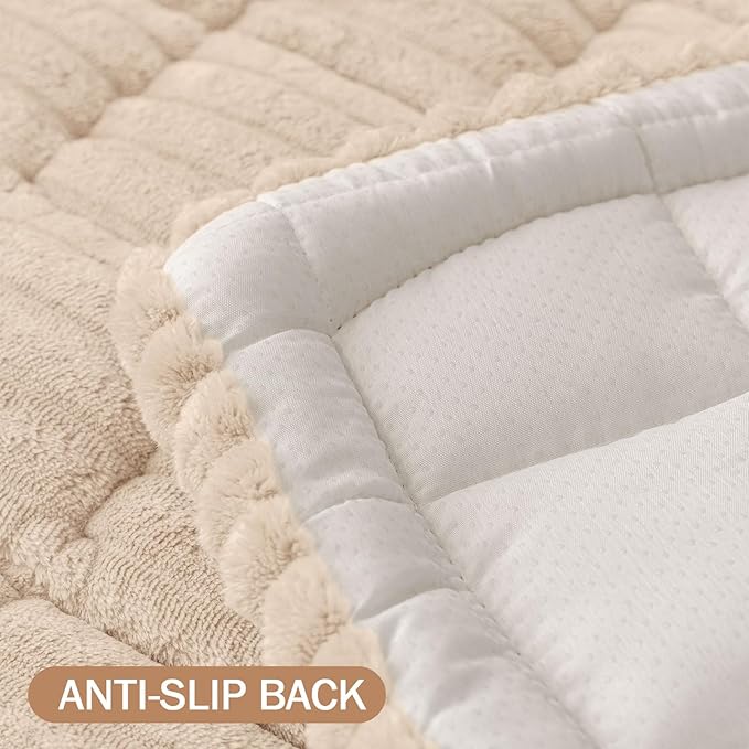 Smiry Couch Cover for Dogs Washable, Non Slip Fuzzy Pet Couch Covers for 3 Cushion Sofa Pet Friendly, Thick Soft Sofa Slipcovers Cushion Protector (Apricot, 27.6" x 27.6")