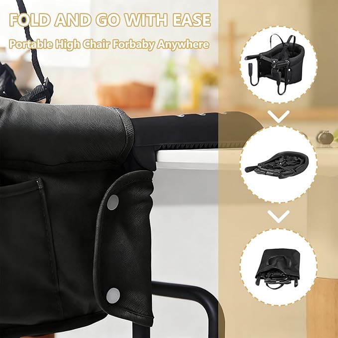 Dog & Cat Table High Chair, Adjustable Pet Booster Seat for Feeding & Desk Use, Secure Seatmate Chair for Small Pets, Office & Dining Table Perch, Black