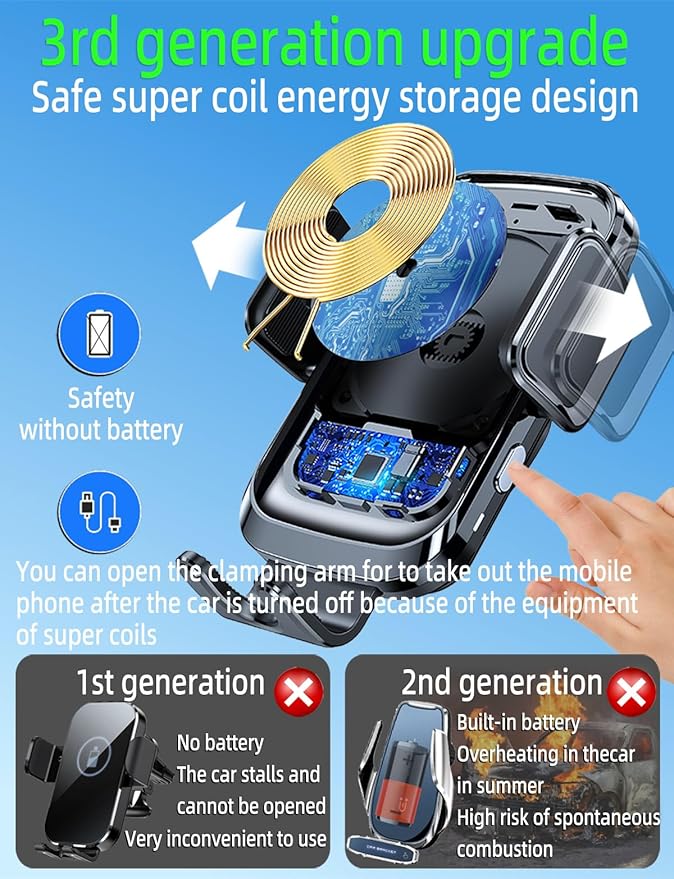 Truck Phone Holder Wireless Car Charger Mount, 15W Fast Charging Vacuum Phone Holders 14 inch Long Arm Heavy Duty Pickup Windshield and Dashboard, Trucks Accessories for iPhone Samsung LG
