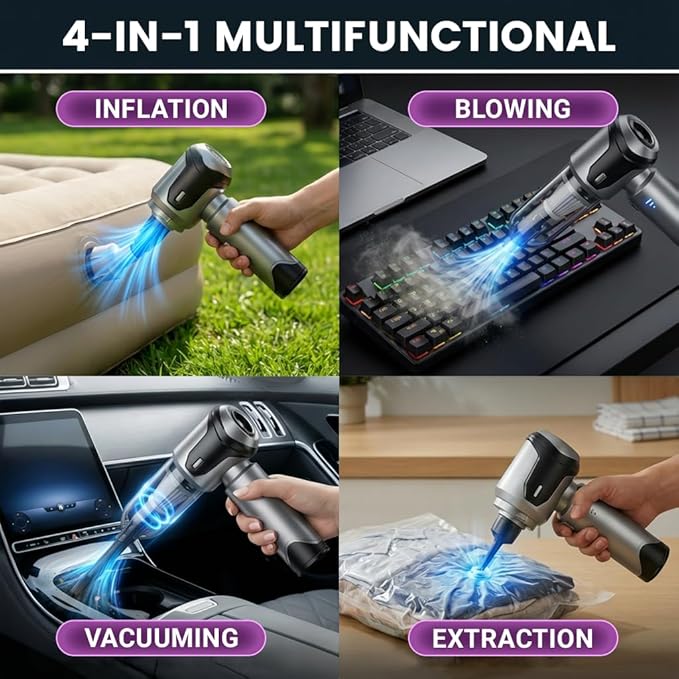 Handheld Vacuum Cleaner, 22000Pa Powerful Car Vacuum Cleaner Cordless, Lightweight Mini Car Hoover, Rechargeable Portable Air Duster for Car, Home, Kitchen
