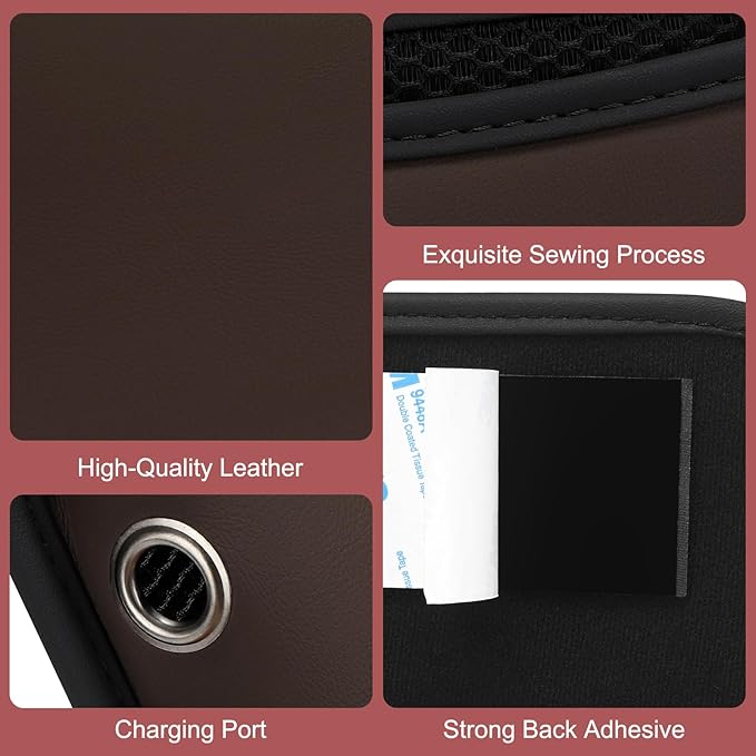 Accmor Universal Car Side Pocket Organizer, PU Leather Car Pocket Pouch for Car Seat, Door, Window, Console, Cards Trash Cell Phone Sunglasses Holder for Car, Brown