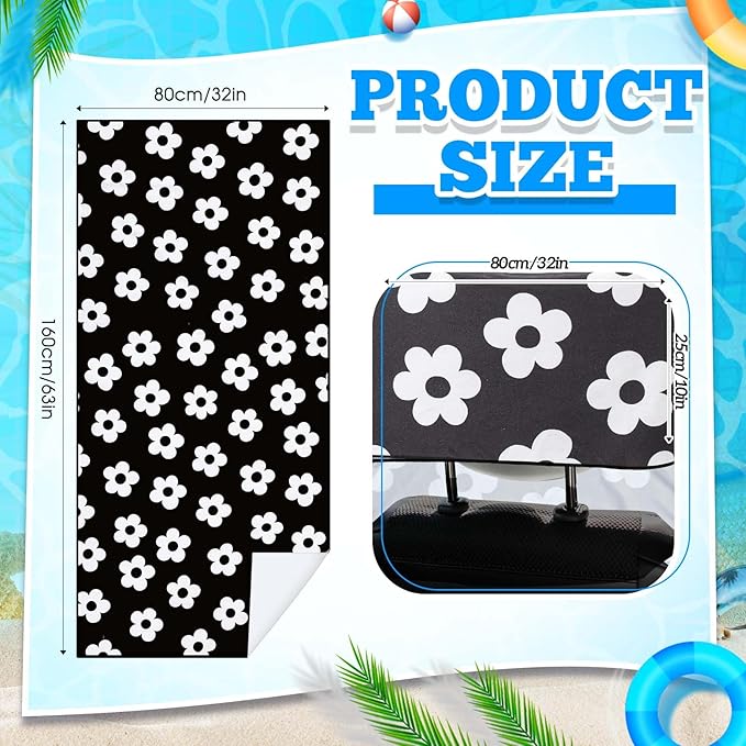 Hahafelt 2 Pack Car Seat Towel Covers with Storage Bag 63 x 32 Inch Athletic Running Towel Seat Sweat Washable Non Slip Cover Gift for Car Outdoor Sport Activities (Florid Declamation)