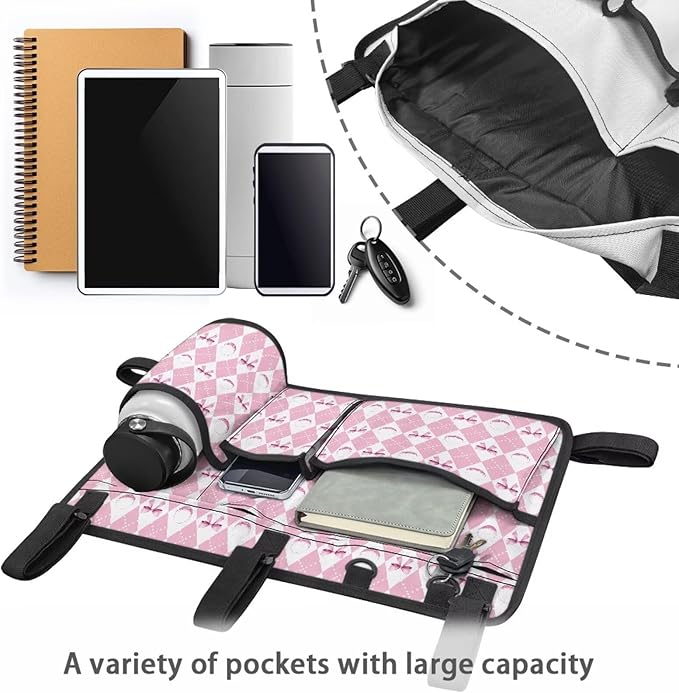Golf Cart Storage Bag Non-Slip Golf Cart Rear Seat Organizer with 4 Pocket for Ezgo Yamaha Club Car and Other 2-Seat Golfs Carts
