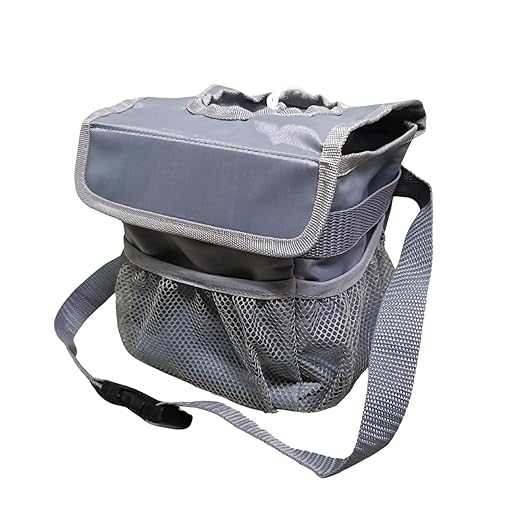 Car Trash Can Waterproof Vehicle Garbage Bin, Leakproof Anti Slip Floor Mat Clip Trash Bag Holder for Car, Truck, SUV, Van Portable Auto Trash Container with Stability Clips (Gray with Cover, Small)