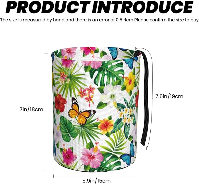Car Trash Can Leaves Flowers Pattern Multipurpose Collapsible Leakproof Trash Bin Car Accessories for Car Automotive Truck SUV