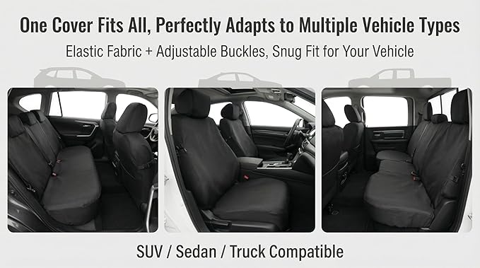Dog Car Seat Cover for Pets - 100% Waterproof 600D Oxford Heavy Duty Hammock Style Scratch Proof Non Slip Back Seat Protector with Side Flaps, Fits Cars Trucks SUVs, Black