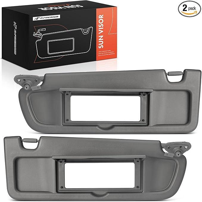 A-Premium Driver & Passenger Sun Visor Compatible with Honda Civic 2006 2007 2008 - Without Vanity Light, with Vanity Mirror, Atlas Gray Color - Replaces 83230-SNA-A01ZA, 83280-SNA-A01ZA