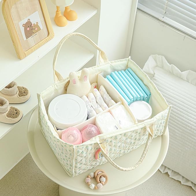 Diaper Caddy Organizer,Cute Floral Nursery Storage Basket,Soft Portable Changing Table Car Caddy Organizer Gift (Blue Floral)
