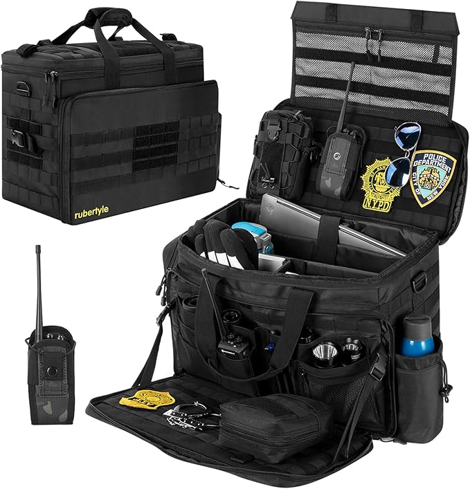 Car Front Seat Organizer | Patrol Bag | large police duty Bag | 45L size 17" laptop compatible | Military Duffle for patrol, Gym, Camping, Hunting, Range | DIY space
