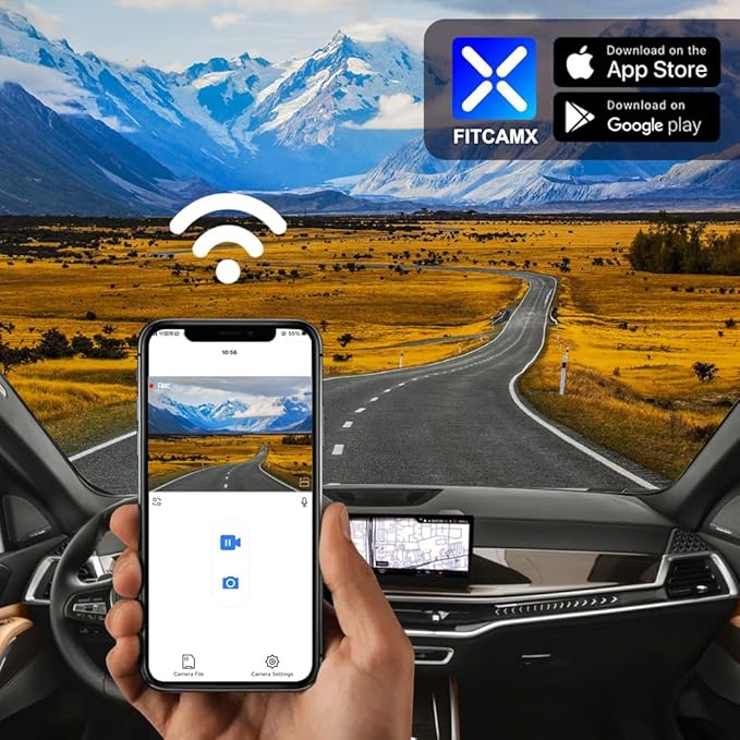Fitcamx Front 4K+Rear 1080P Dash Cam Adapts for BMW X5 X5 M Hybrid & X6 X6 M 2024-2026 (G05/G06), OEM Look, Dual HD Video, Built-in WiFi & APP, Loop Recording, G-Sensor, Easy to Set, 128GB Card