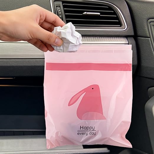 105 Pcs Car Trash Bags Disposable, Car Garbage Bag, Self Adhesive Small Trash Bags for Car, Portable Waterproof Leak Proof Barf Vomit Bags, Self Adhesive Cleaning Bags for Cars, Bedrooms, Kitchens