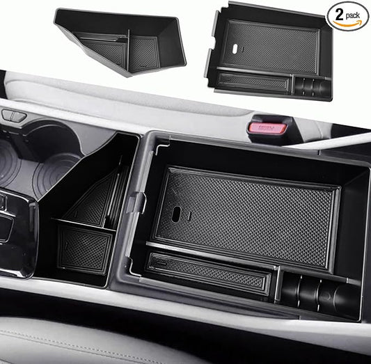 HGWEI 2 Pack Center Console Organizer Compatible with 2023-2026 Kia Sportage Hybrid/Plug-in Hybrid Middle Armrest Storage Box Insert Tray Accessories (Edition with Electronic Transmission ONLY), Black
