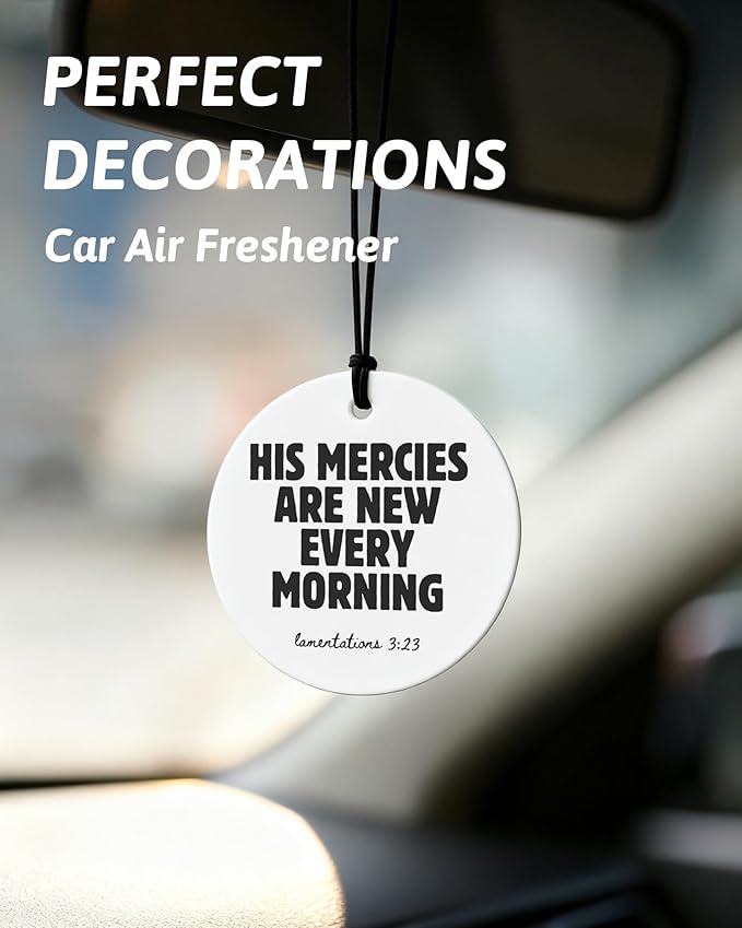 Black Christian Round Car Air Freshener 4 Pcs, Coquette Black Bow Religious Hanging Air Freshener for Cars Closet Drawer Books, Christian Girly Car Accessories Mirror Decor for Women