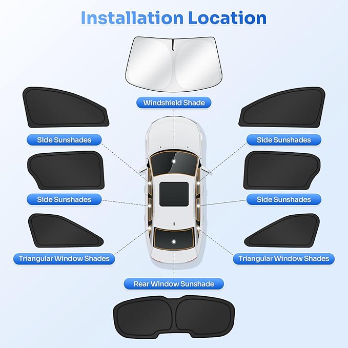 Canvcle Sunshades for 2021-2025 2026 Toyota Sienna Accessories Windshield Sun Shade Side Rear Window Shade Cover Sun Visor Shield Privacy Protection for Camping Keep Vehicle Cool Black 8PCS