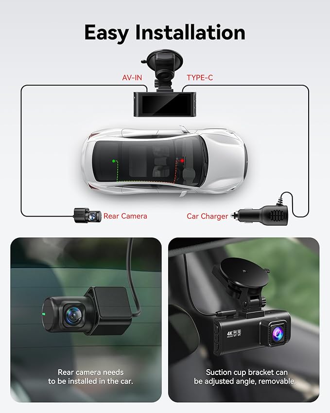 REDTIGER F7N Plus 4K Dual Dash Cam Front and Rear, STARVIS 2 Sensor, 128GB Card Included, 5.8GHz WiFi-20MB/s Fast Downloads, Dash Camera for Cars with GPS, HDR, WDR Night Vision, 24H Parking Mode