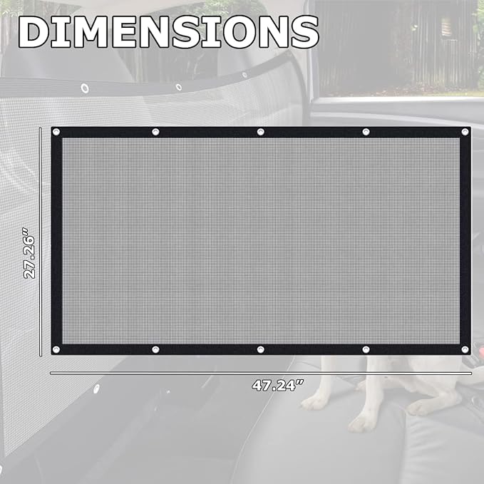 VaygWay Dog Car Travel Net Barrier for Pets - Premium Quality Safety Back Seat Mesh Net Barrier for Pets- Car Divider Net with Adjusting Rope and Hook- Perfect for Car SUV Pickup