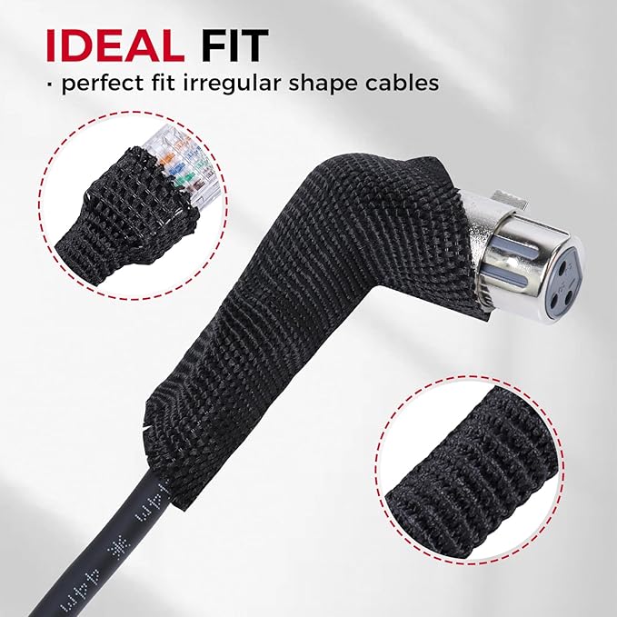 3/8" - 18 feet Cable Management Sleeving, 2:1 Fabric Heat Shrink Braided Sleeve Protector Cover Cable/Wire/Irregular Shape Hose