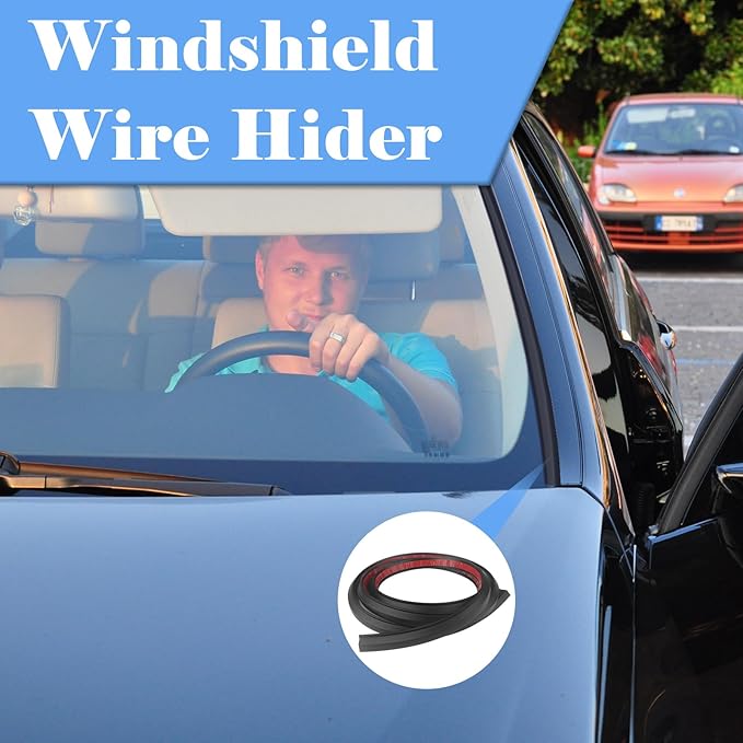 2PCS Universal Windshield Wire Hider 6.56 Ft Automotive Vehicle Wire Hider Cable Fits for 4 Runner Car Roof Rack Light SUV, ORV, Trucks- Total 13.12ft