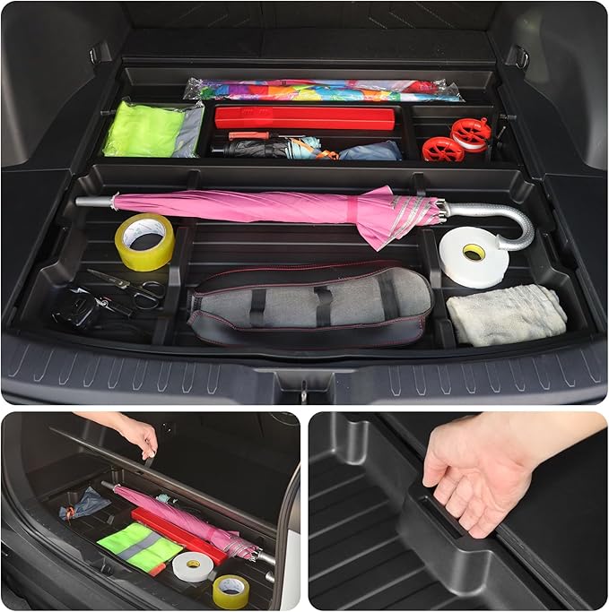 Hidden Trunk Organizer Tray for 2019-2025 Toyota RAV4 LE XLE XSE Hybrid, Trunk Hidden Storage Box for 19-25 RAV4 Accessories