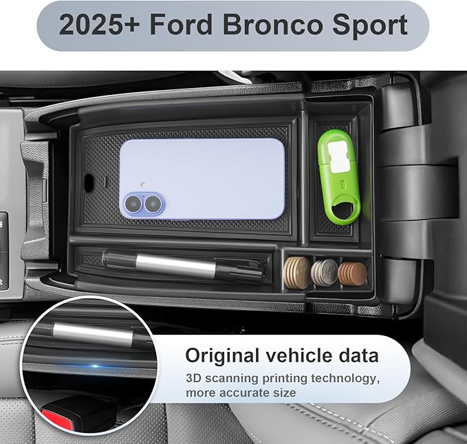 SKTU 2PCS for 2025 2026 Ford Bronco Sport Center Console Organizer for 2025 2026 Ford Bronco Sport Dashboard Organizer 2025 2026 Bronco Sport Console Tray Ford Bronco Sport 2025 2026 Accessories Tray