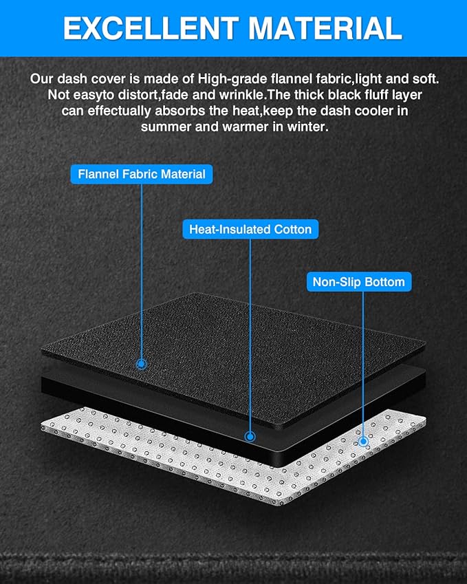 Autorder Dashboard Cover Mat for 2018-2024 Chevrolet Traverse Accessories Dash Cover Flannel Dash Mat Sunshade Glare UV Rays Protector