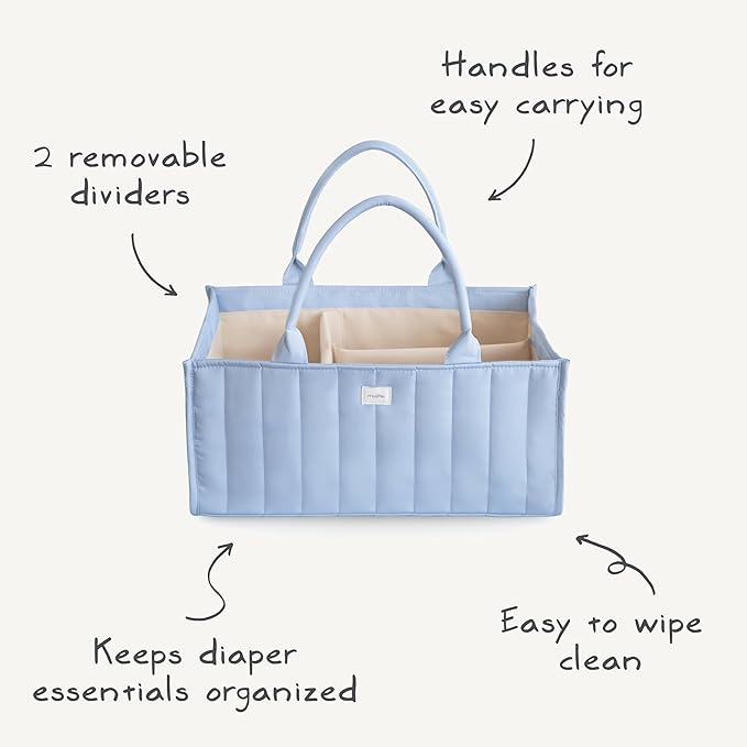 mushie Baby Diaper Caddy | Newborn Essentials Organizer for Diaper Changing Station (Roman Green)