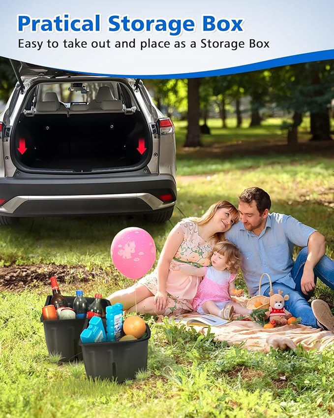 Karltys Trunk Organizer Compatible with Toyota Corolla Cross 2022-2025 2026, 2 Pcs Car Organizer Waterproof Trunk Storage Bin Box, Rear Organizer Side Pockets Accessories(Only for AWD, Not for Hybrid)