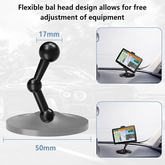 for Garmin GPS Mount,Upgrade Aluminium Magnetism Dashboard Mount，17mm Ball Holder, Compatible with Garmin Nuvi, RV, Dezl, Drive, Drivesmart, Driveassist