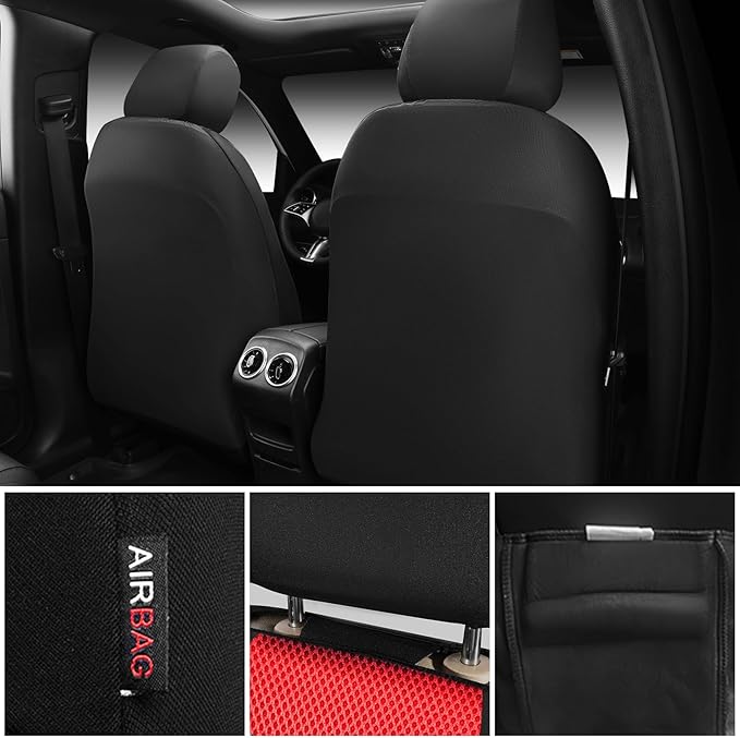 CAR PASS Car Seat Covers Front Seats Only, 3D Air Mesh Car Seat Cover with 5mm Composite Sponge Inside,Airbag Compatible Universal Fit for SUV,Vans,sedans, Trucks, Automotive Interior Covers(Black Red