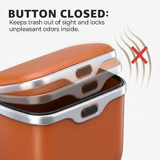Car Trash Can with Lid - Leakproof Hanging Car Garbage Bin for Door & Seat Back - Waterproof Auto Trash Bag & Multifunctional Storage Organizer for SUV, Truck, Sedan (Orange)