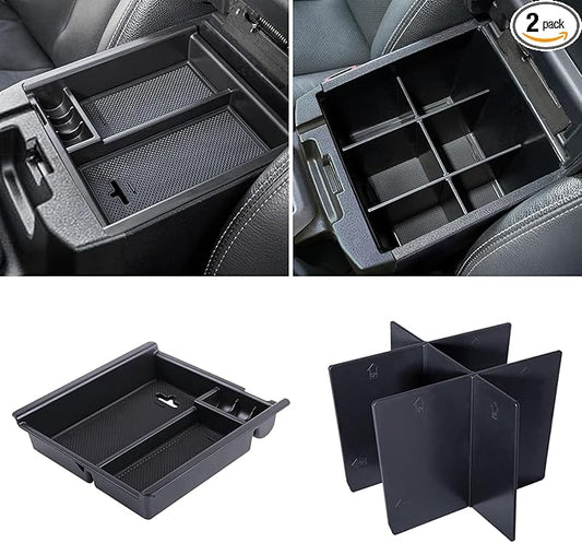 JDMCAR 2PCS Center Console Insert Set Compatible with Toyota Tacoma 2023 2022-2016, Console Armrest Box Insert Tray and Center Console Organizer Divider for Tacoma Accessories