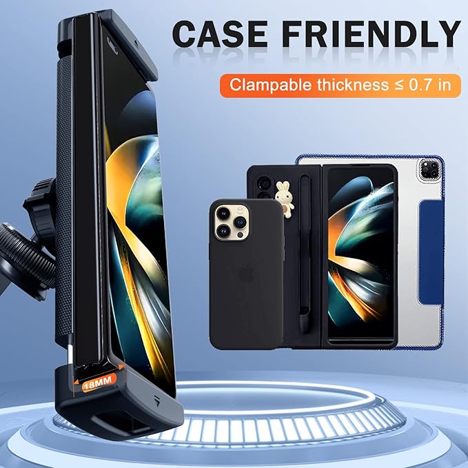 Z Fold 5 Car Mount, [360° Rotatable& Firmly Grip & Never Fall Off] Vent Tablet Mount for Car, iPad mini Car Mount for Samsung Z Fold 7 6 5 4 3 2 iPhone 16 Google Motorola LTC