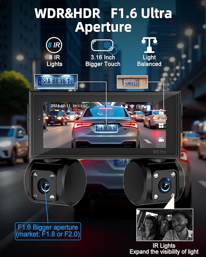 4 Channel Dash Cam Front and Rear Inside Left Right Car Dash Camera 360 View, 2.5K QHD Car Camera Supper Night Vision, 5G WiFi 3.16” IPS Touch Screen, G-Sensor,24H Parking Mode Free128G Card 256G Max