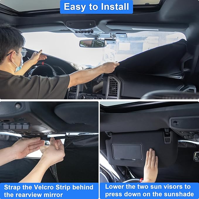 Car Windshield Sun Shade for Honda CR-V 2017-2022, Premium 310T Reflective Polyester UV Blocker, Lightweight Foldable Sun Visor with Storage Pouch