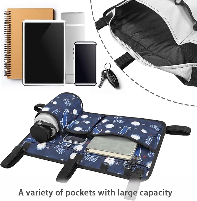 Golf Cart Storage Bag Non-Slip Golf Cart Rear Seat Organizer with 4 Pocket for Ezgo Yamaha Club Car and Other 2-Seat Golfs Carts