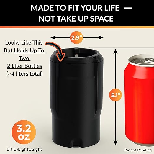 Trash Trapper Mini Car Trash Container – Frees Your Cupholder, Traps More & Empties Less with Patent-Pending Compaction, Holds Weeks of Small Trash, Portable for Car, Stroller & Travel, Black/Grey