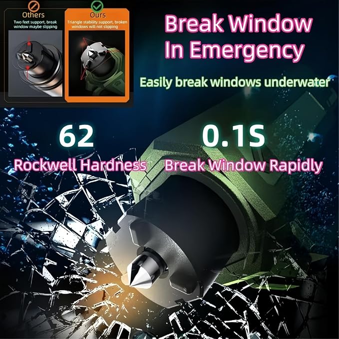Window Breaker and Seatbelt Cutter Keychain,2 in 1 Car Safety Hammer Glass Break Under Water,Emergency Window Punch Escape Tool for Vehicle (2, redred)