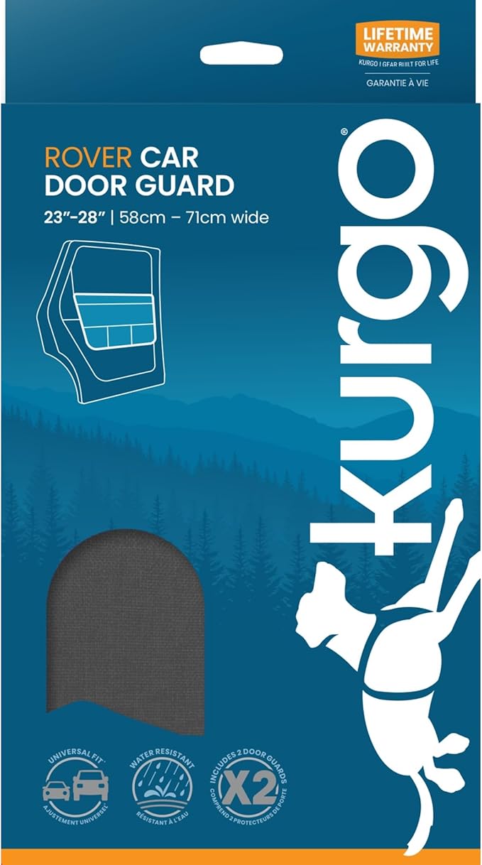 Kurgo Rover Car Door Guard - Interior Scratch Blocker - Paw Scratch Barrier - Waterproof Door Shield - Durable Rufftex Edging - Car Guard - Universal Fit for Most Cars - Charcoal Grey